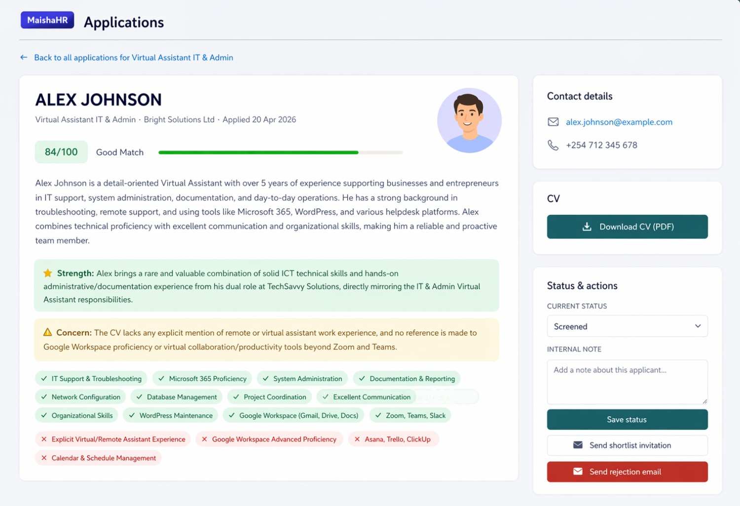 HR team using MaishaHR's AI applicant tracking system to screen and shortlist candidates — fast, unbiased hiring software for Kenyan and African businesses